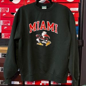 MIAMI HURRICANES SEBASTIAN THE IBIS CHAMPION MENS CREWNECK FLEECE SWEATSHIRT